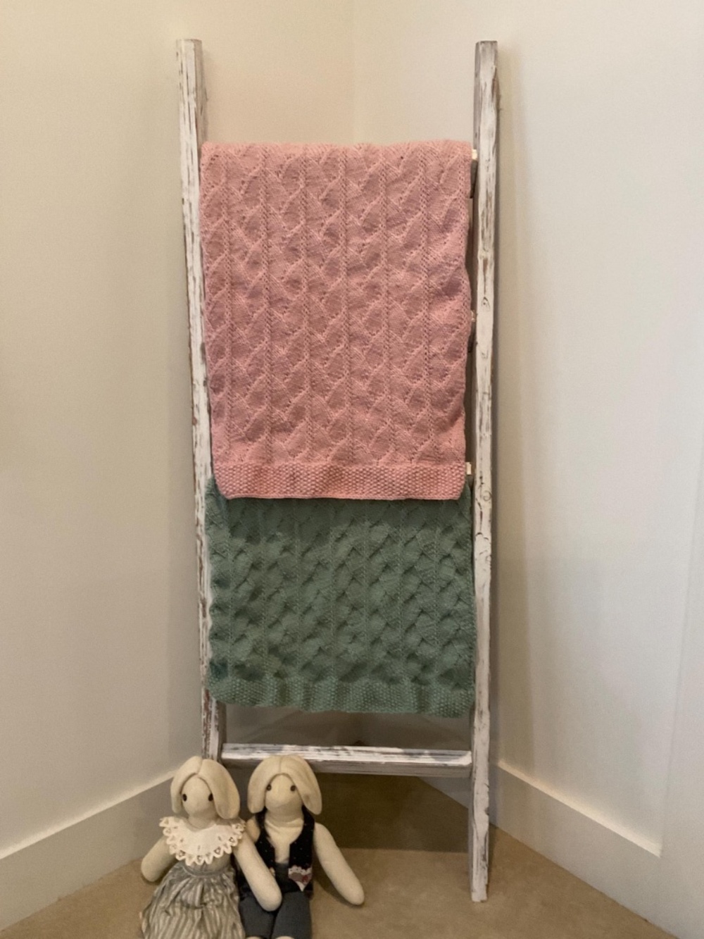 Hand-knit completely new, leaf motif baby blanket in variety of sizes